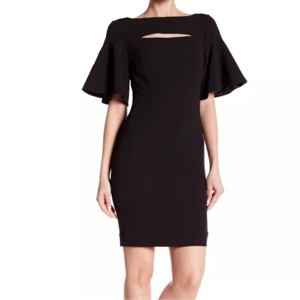 JAYGODFREY Black Mini Dress with Flutter Sleeves